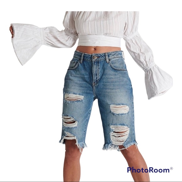 One Teaspoon Delaware Sustainable Truckers Longline Shorts Size 25 - Picture 13 of 16